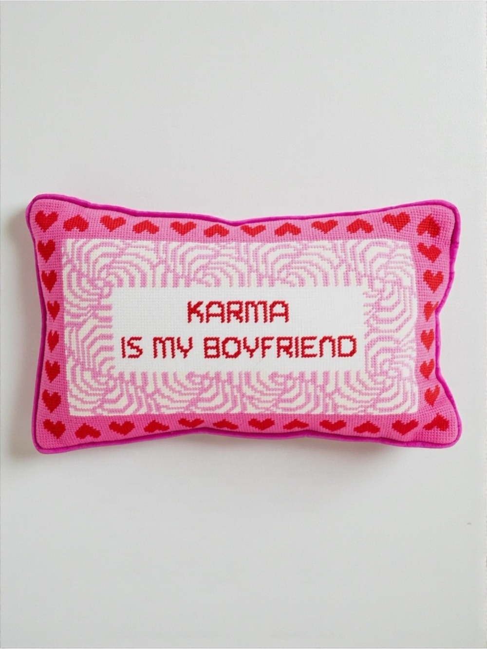Furbish Studio Karma Is My Boyfriend Needlepoint Pillow Taylor Swift NWT